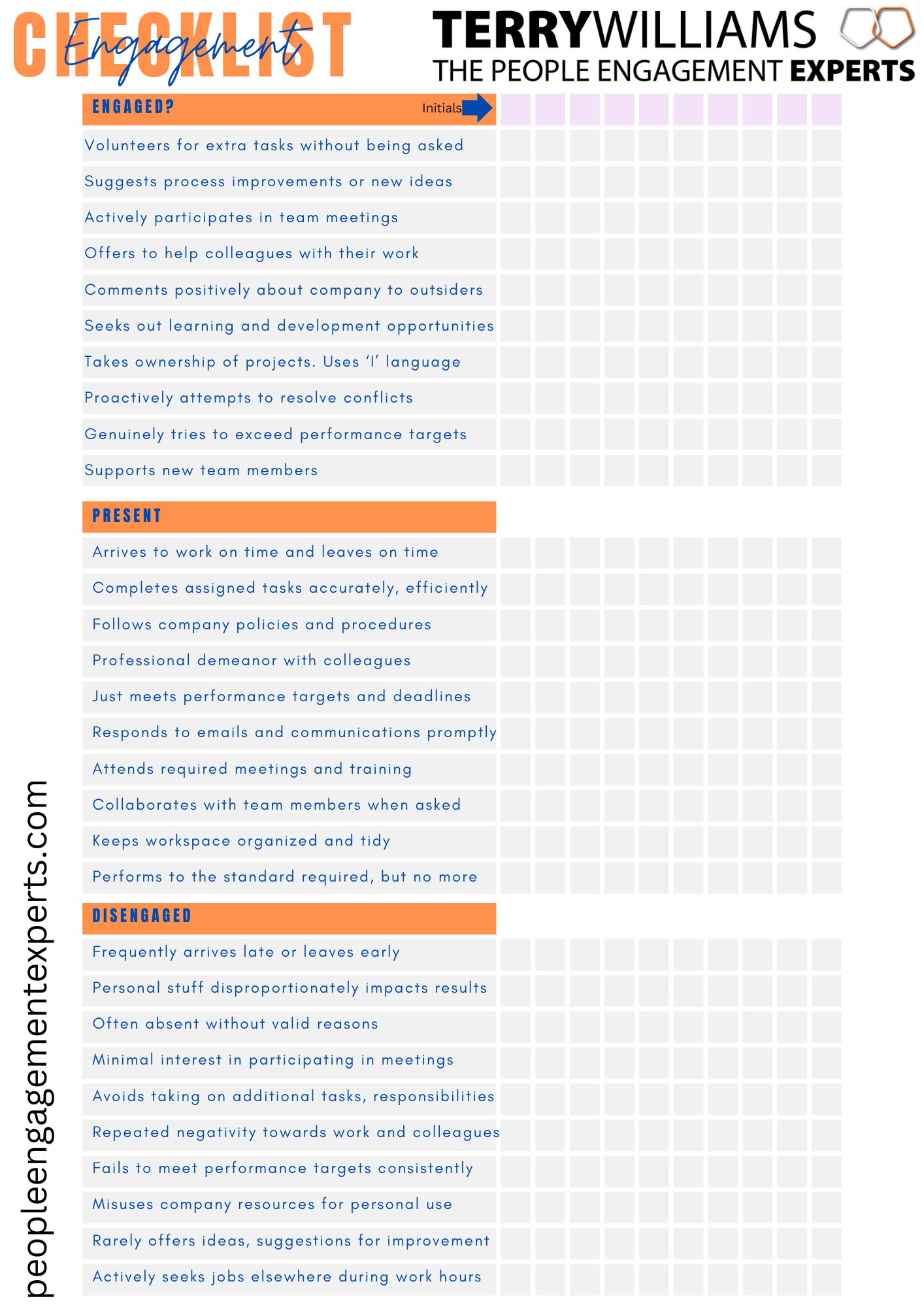 People Engagement Experts Employee Engagement Checklist